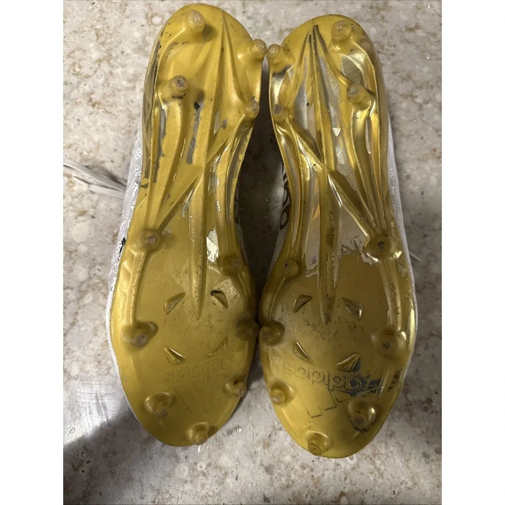 Size 12 Adidas Adizero White Metallic Gold Football Cleats